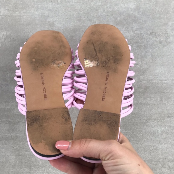 Rebecca Minkoff Maelynn Strappy Pink Slides - Picture 5 of 6